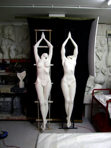 Two Fully Stretched Life Size Body Casts