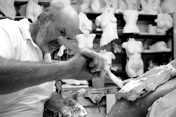 Ken Clarke working on a sculpture piece